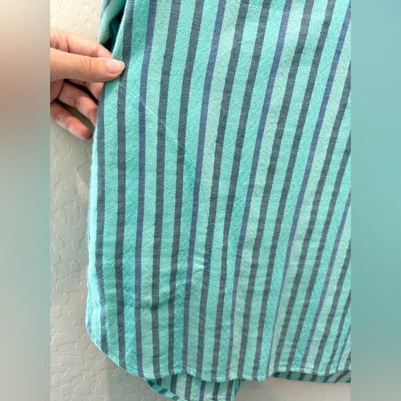SOFT SURROUNDINGS | Turquoise Striped Embroidered Beaded Boho Tunic Top | Medium - Picture 5 of 8